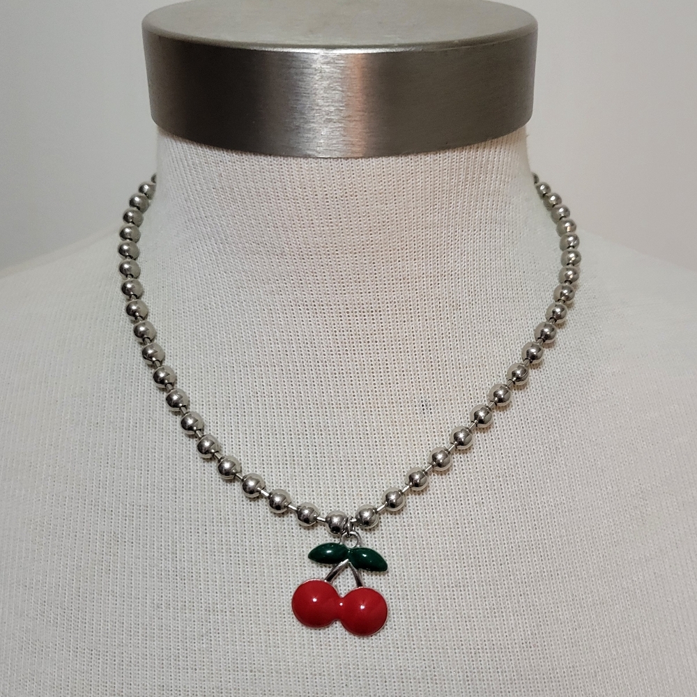 Hot Topic Cherry Ball Chain Necklace
